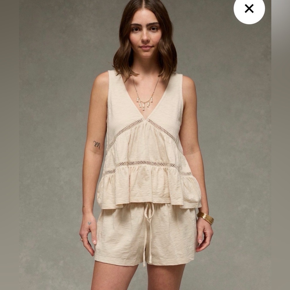 NWT Ae artifact boho v neck tank sunchaser crochet aerie free people